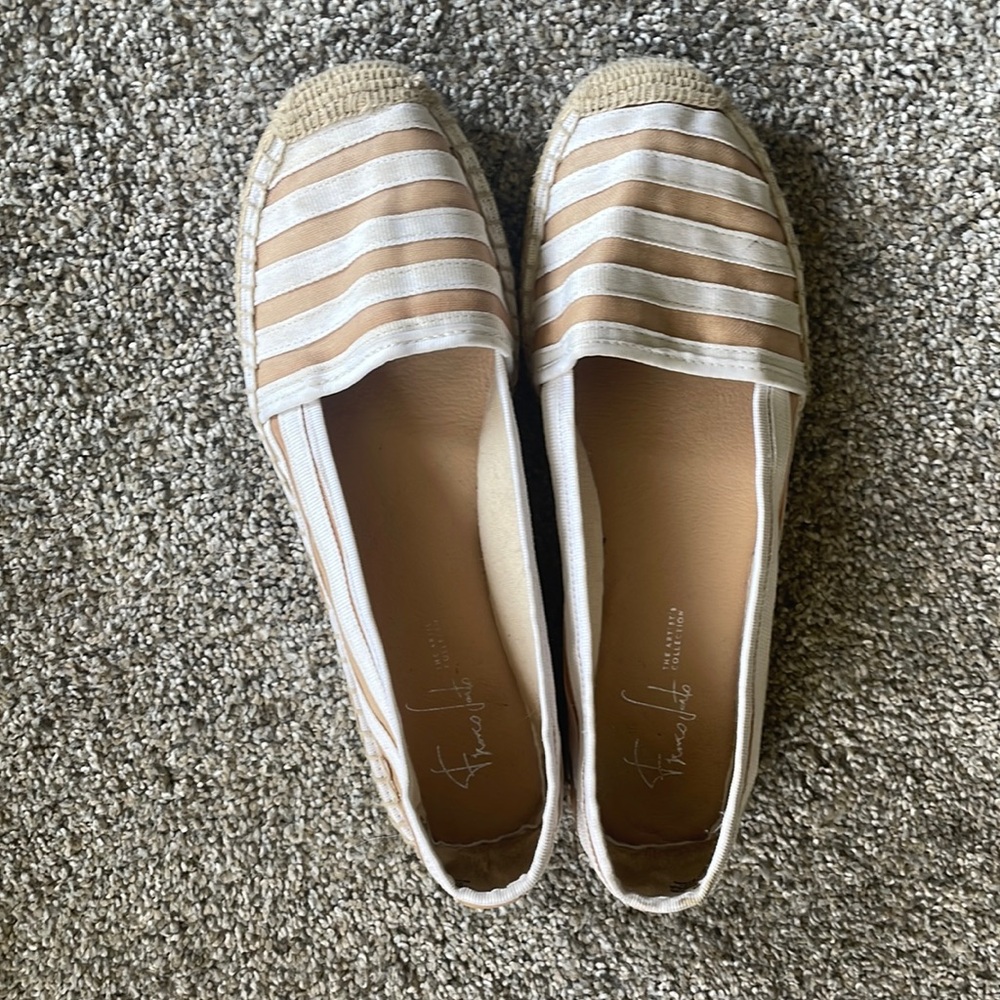 Franco Sarto Tan and White Espadrilles Size 8.5 Women’s